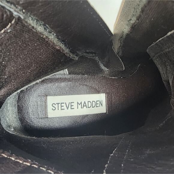 Steve Madden Lauren Taupe Ankle Booties Side Zip Laces Leather Boots Size 8 - Picture 4 of 9